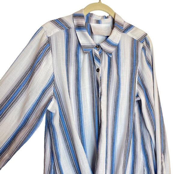 Vacate the Label Striped Faux Wrap Long Sleeve Shirt, M - Picture 3 of 7